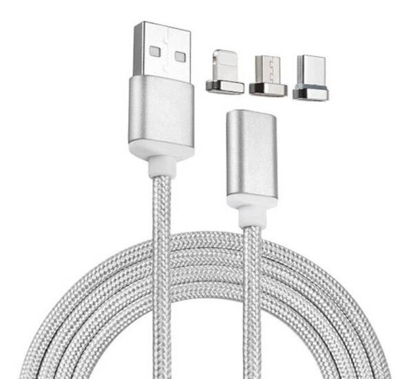 06157-B Кабел 3в1 универсален, магнитен, USB-A(м), USB-C(м), MICRO USB(м), Apple lightning(м), 1m, 2A