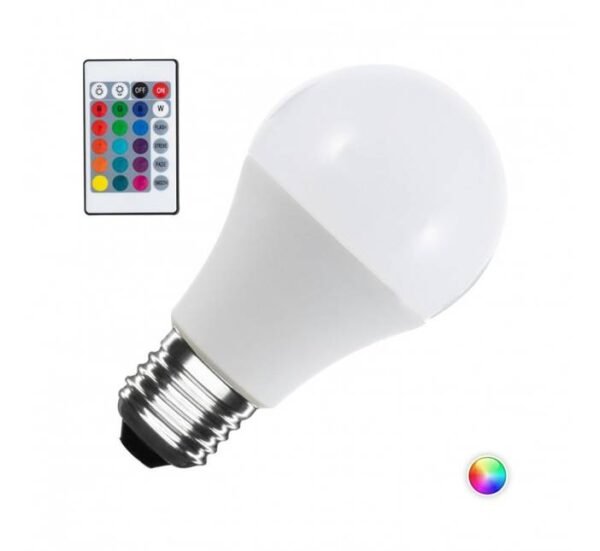 Комплект LED лампа A60, дистанционно управление, E27, 220V, 7W, RGB