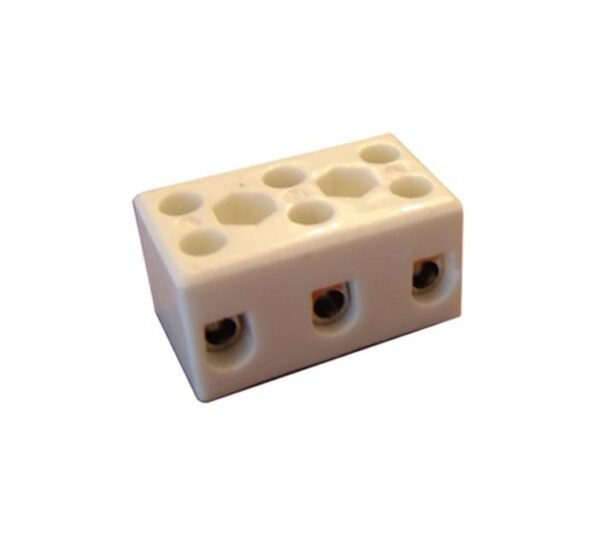 Лустер клема, порцеланова, триполюсна, 600V, бяла, 3pin, 10mm2