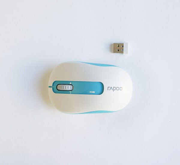 SONY DSC Оптична безжична мишка RAPOO синьо-бяла USB DPI=1000