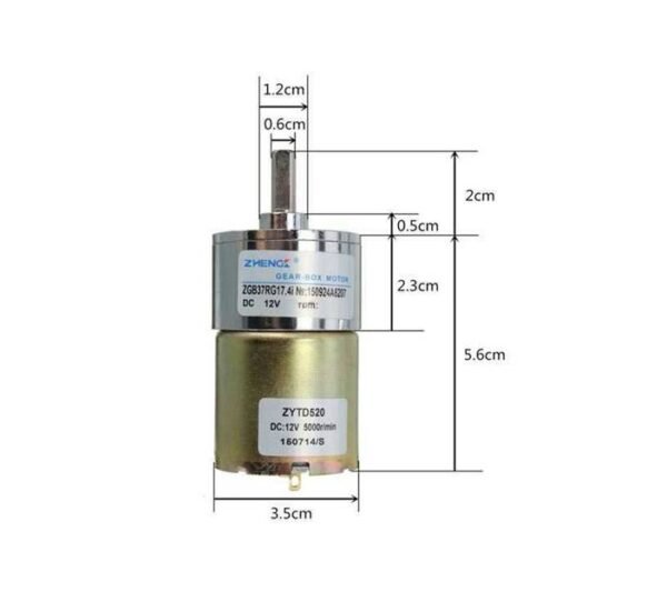 07171-C Електрическо моторче VGB37RG, редуктор, 24VDC, 5RPM, Ф37x85mm