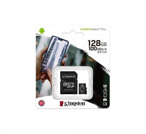 MicroSDXC, карта памет KINGSTON, UHS-1, клас 10, адаптер, 128GB