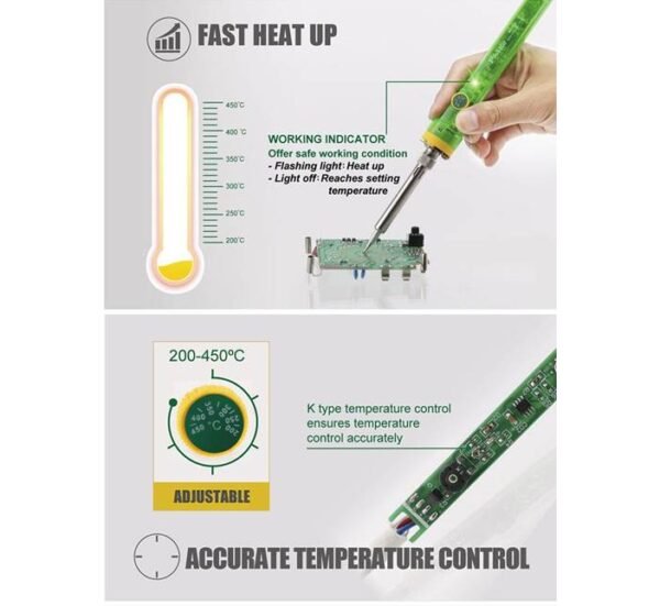 Поялник SI-131B, права човка, нагревател, регулируем, 220VAC, 80W