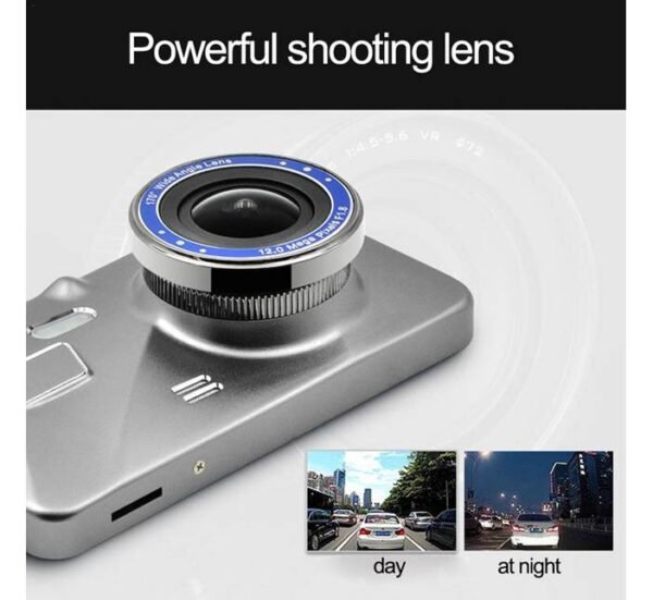 Видеорегистратор/камера Dual Lens FULL HD за автомобил, записваща с 2 камери, екран 4" 3MPx