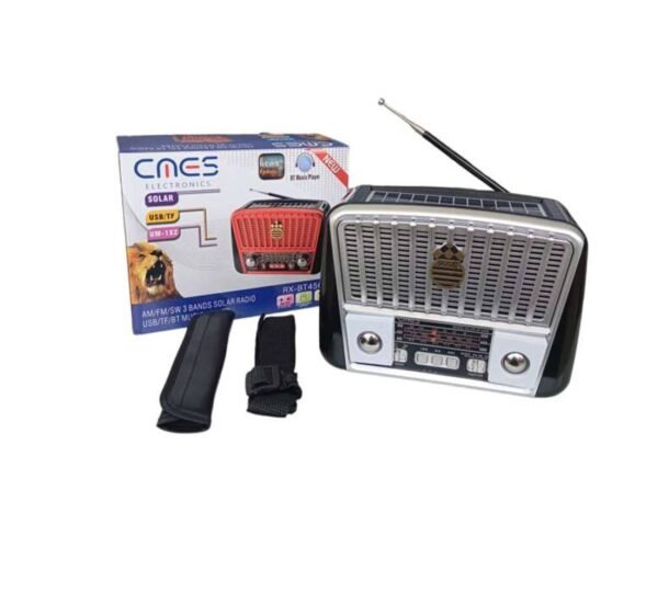 09322-F Преносимо, активно, ретро радио RX-BT455S, соларно, Li-ion, блутуут, USB, FM, 2x3", 10W