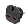 Преходник за български контакт "шуко" от английски щепсел, вход UK, изход EU, къс, черен, 220VAC, 16A