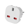 Преходник за български контакт "шуко" от английски щепсел, вход UK, изход EU, къс, бял, 220VAC, 16A
