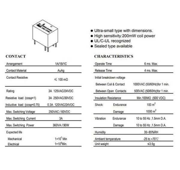 Реле NRP02-C05D 5VDC 3A 1 контактна група 120V