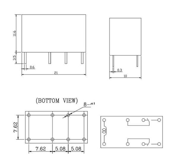 09965-D Реле NRP04-C12DH 12VDC 1A 2 контактни групи 120V