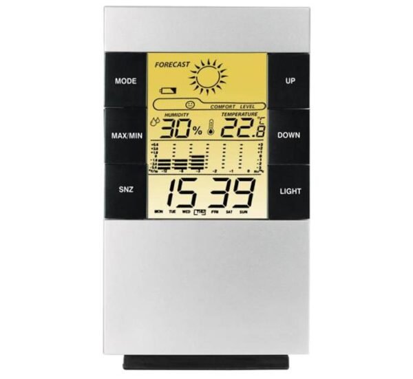 Настолен часовник TH-200, термометър, влагомер, календар, вътрешно ползване, 0°C до 50°C