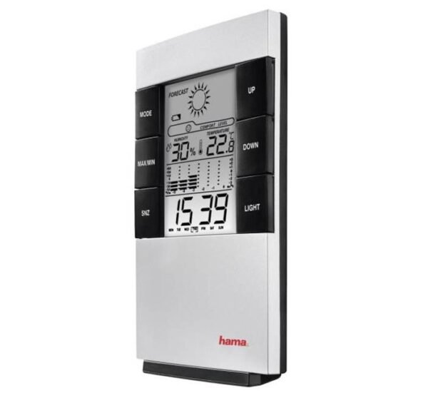 Настолен часовник TH-200, термометър, влагомер, календар, вътрешно ползване, 0°C до 50°C