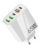 Мрежово зарядно GAN002, бързо зареждане, 3xUSB, 2xType-c, от 5V до 12V, 65W