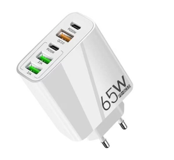 Мрежово зарядно GAN002, бързо зареждане, 3xUSB, 2xType-c, от 5V до 12V, 65W
