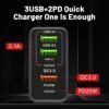 Мрежово зарядно GAN002, бързо зареждане, 3xUSB, 2xType-c, от 5V до 12V, 65W