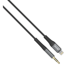 Аудио кабел за музика AUX39, iPhone, Apple lightning(м)/3,5mm JACK(м), черен, 1m