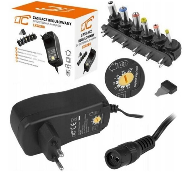 Мрежов адаптер LXG288, стабилизиран, комбиниран, от 3VDC до 12VDC, 2,5A, 30W