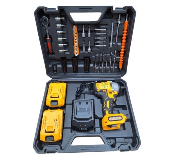 25306-A Гайковерт Kraft Royal, импакт, акумулаторен, безчетков, ударен, 40 части, жълт, 36VDC, 8Ah, 850Nm, к-т