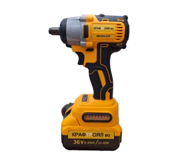 25306-B Гайковерт Kraft Royal, импакт, акумулаторен, безчетков, ударен, 40 части, жълт, 36VDC, 8Ah, 850Nm, к-т