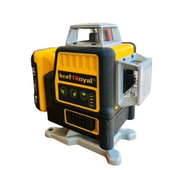 25313-B Лазерен нивелир Kraft Royal, самонивелиращ, 4D, дистнационно, жълт, 5VDC, 5Ah
