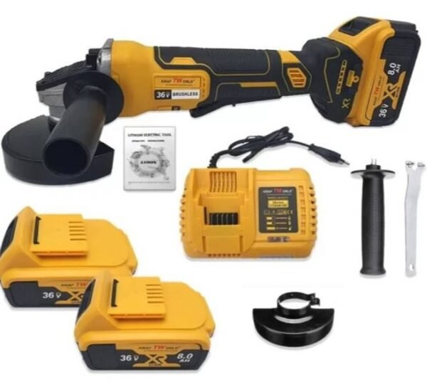 Ъглошлайф Kraft Royal, флекс, акумулаторен, жълт, 36VDC, 8Ah, 125mm, к-т