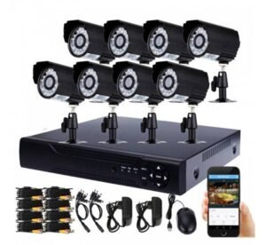 Комплект за видео наблюдение, 8 бр. камери с кабел, DVR, CCTV, USB