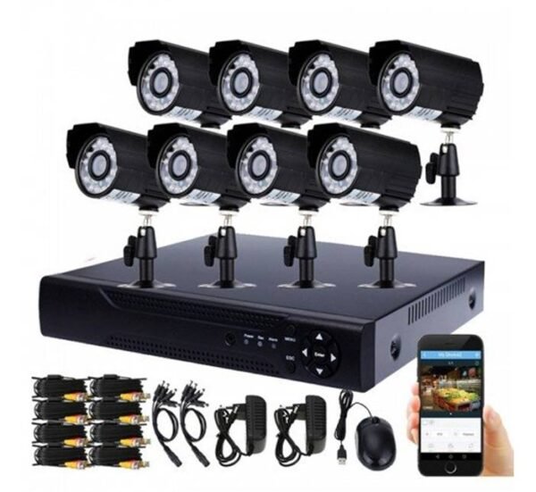 26157-A Комплект за видео наблюдение, 8 бр. камери с кабел, DVR, CCTV, USB