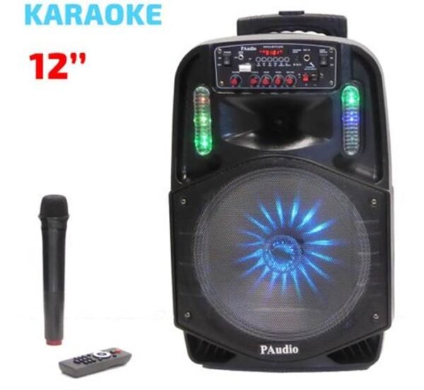 Преносима активна караоке тонколона PAUDIO-121 12" с вграден усилвател и 1 безжичен микрофон 32W
