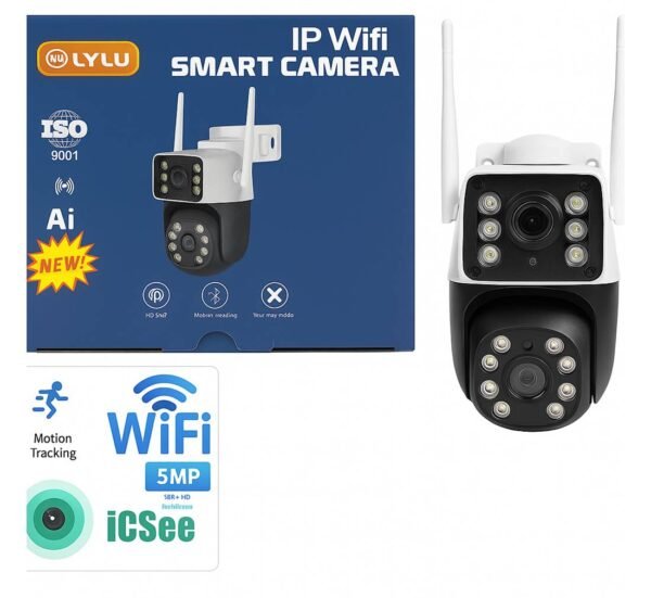 Куполна камера 2834, видео и аудио наблюдение, двойна, въртяща, Wi-Fi, IP, 6MP, 1080p, ICSEE