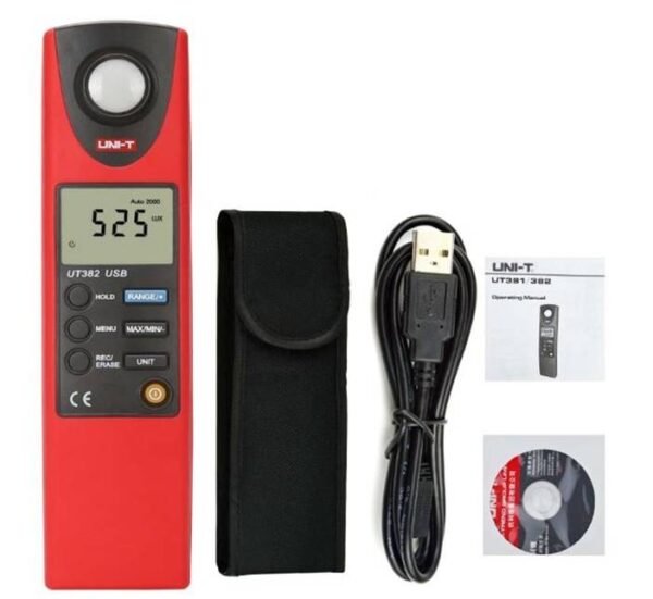 Цифров луксметър UT-382 за измерване на осветеност |LUX| USB