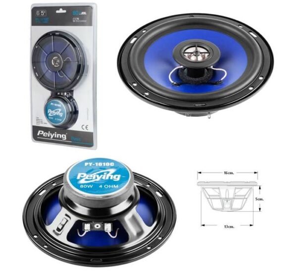 63010-A Автомобилни говорители, комплект, PY-1610C, 80W, 6,5"