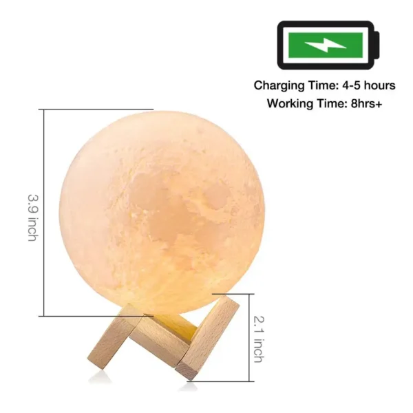 Нощна лампа с формата на луна - голяма, диаметър 10 см.