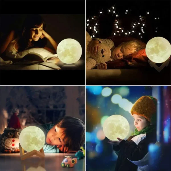 Нощна лампа с формата на луна - голяма, диаметър 10 см.