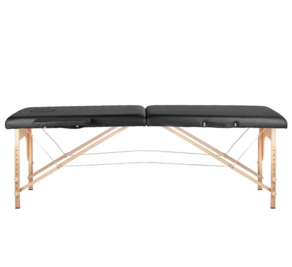 Масажна кушетка с 2 зони, дървена конструкция - Черен