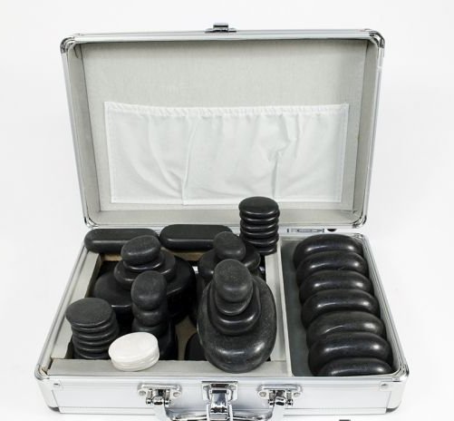 Камъни за масаж 60 бр. – в метален куфар, вулканични