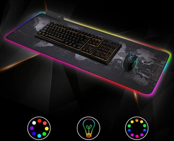 Светеща компютърна подложка с RGB осветление - World Map