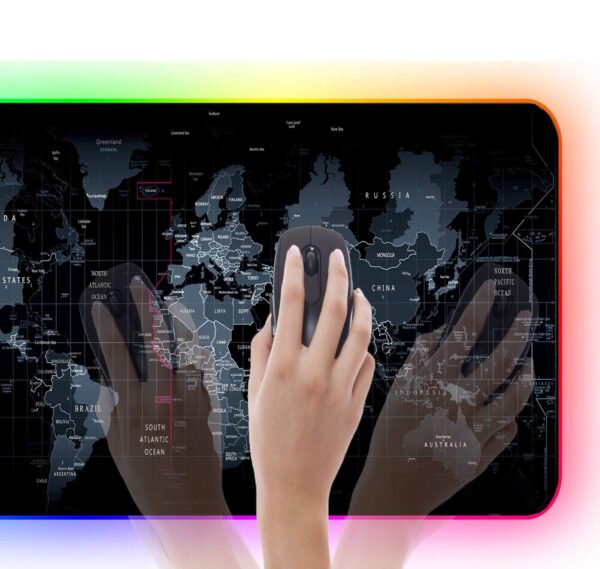 Светеща компютърна подложка с RGB осветление - World Map