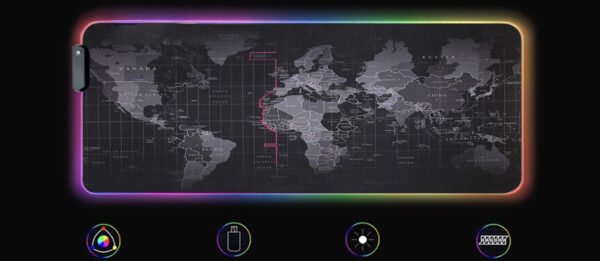 Светеща компютърна подложка с RGB осветление - World Map