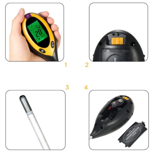 Уред за измерване на влажност, температура, светлина и PH на почвата