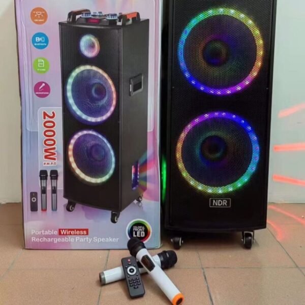 Двойна тонколона 2000W - 2 x 12" говорители, цветни светлини NDR-1222