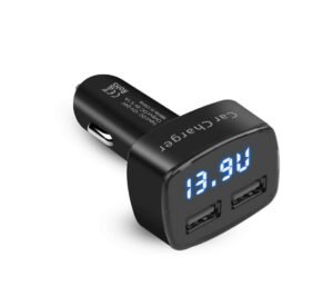 Волтметър 4в1, зарядно, термометър, автомобилна букса(м), 2xUSB, 12VDC, 24VDC