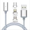 06157-A Кабел 3в1 универсален, магнитен, USB-A(м), USB-C(м), MICRO USB(м), Apple lightning(м), 1m, 2A