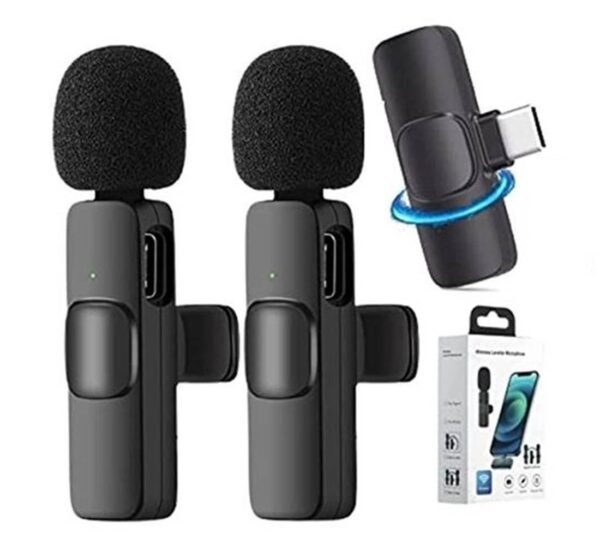 07003-C Комплект 2 безжични микрофонa F3, K9, телефон, лаптоп, предаватели, приемник, Type-C