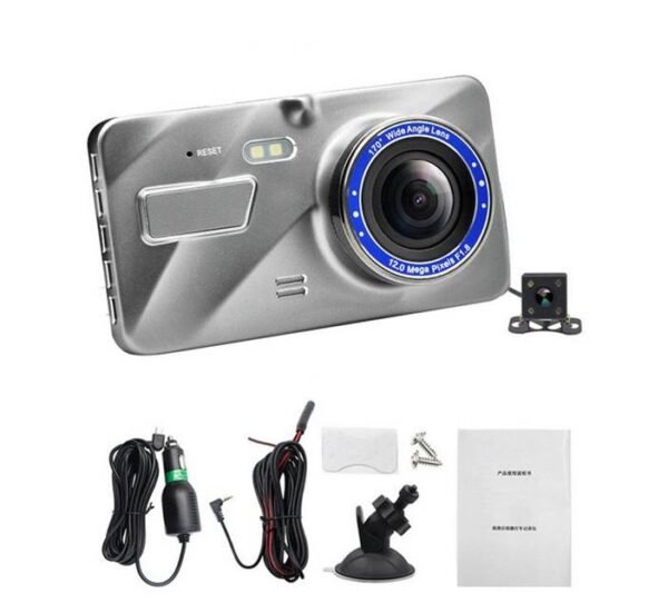 Видеорегистратор/камера Dual Lens FULL HD за автомобил, записваща с 2 камери, екран 4" 3MPx