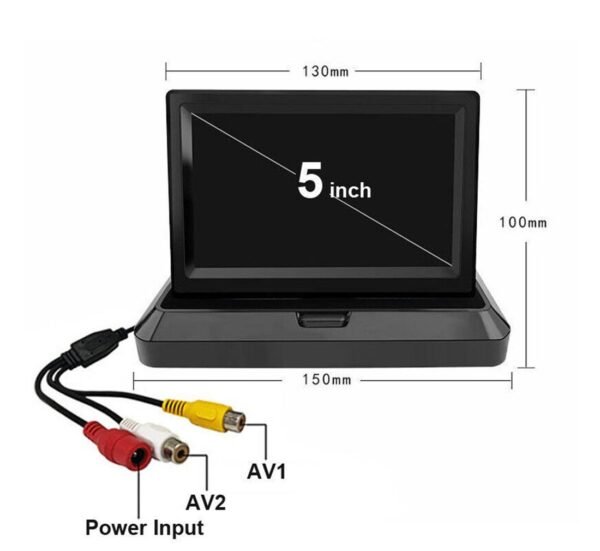 Монитор за автомобил, камера, сгъваем, LCD, 480p, 12VDC, 24VDC, 5"