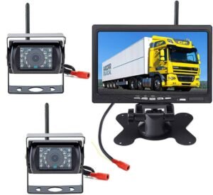 Монитор за автомобил, 2 камери, система за паркиране, охрана, LCD, 12VDC, 24VDC, 7"