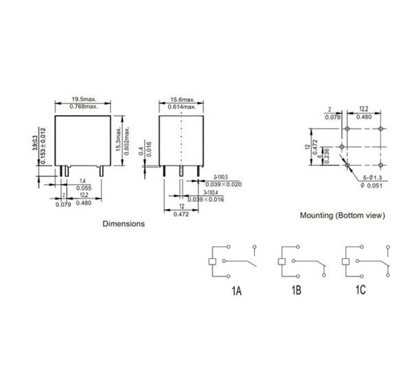 09905-D Реле NT73-2C-10 9VDC 10A 2 контактни групи 125V