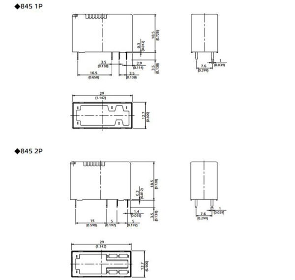 Реле HF115F, 12VDC, 8A, 2 контактни групи, 277V