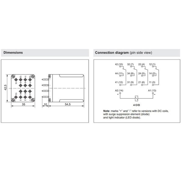 Реле R15-3PDT 12VDC 10A 3 контактни групи 250V