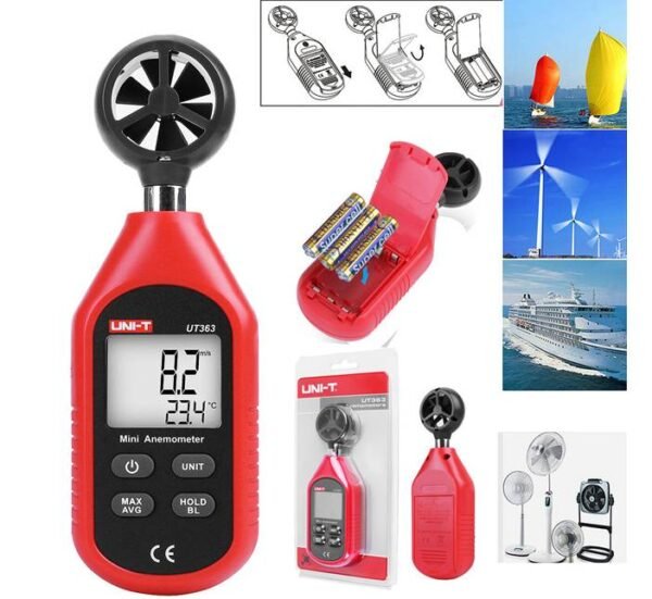Цифров анемометър UT-363, измерване на скорост и температура на въздуха
