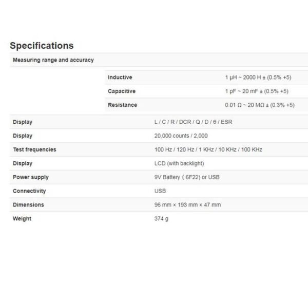 29264-D LCR метър UT-612 | F | H | OHM | USB софтуер